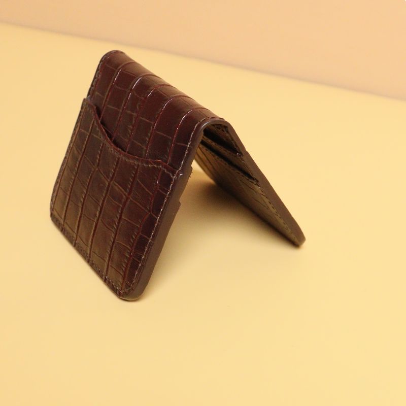 Deep Red Handmade Bifold Card Wallet side view