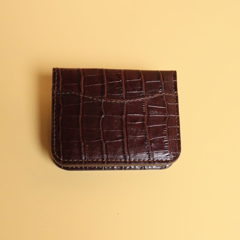 Deep Red Handmade Bifold Card Wallet top view