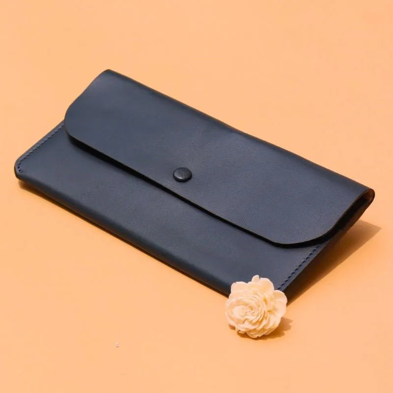 Slim Long Wallet for Women in Deep Blue