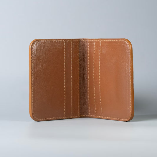 Slim Minimalist Bifold Card Wallet in Tan