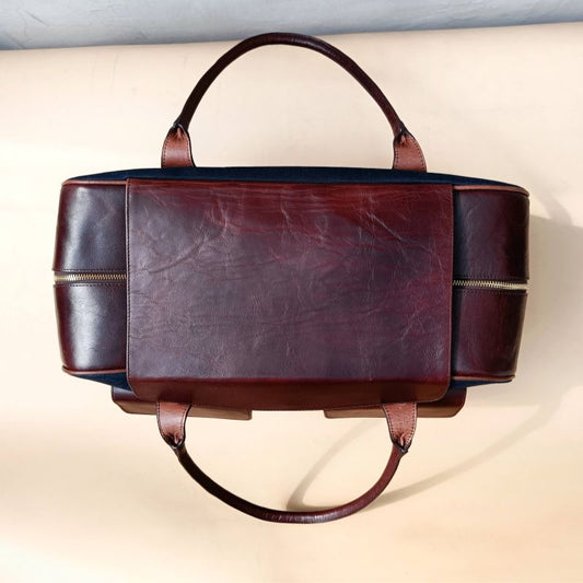 Canvas and Leather Shoulder Travel Bag - Bicyclist: Handmade Leather Goods Leather Goods bicyclistshop