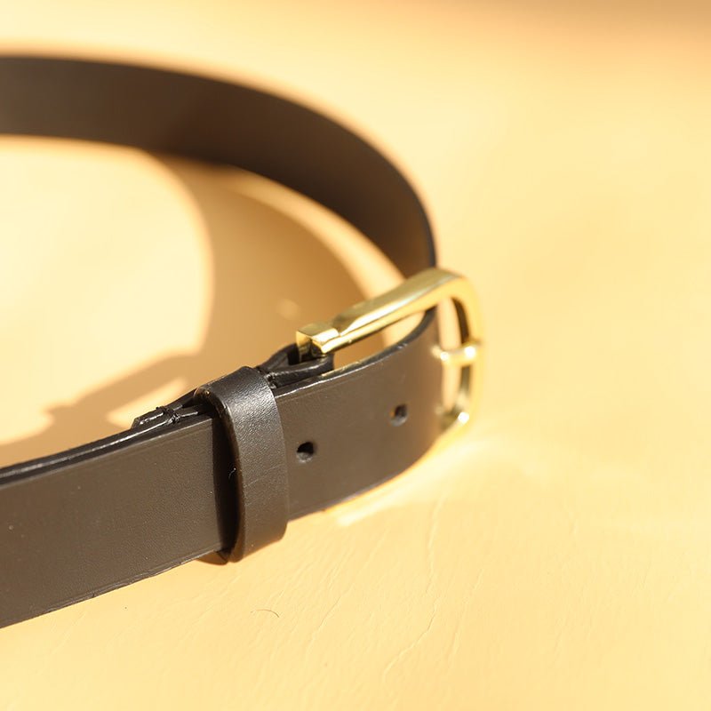 Minimal Classic Formal genuine handmade pure full grain Leather Black Belt for men a birthday gift for him - The Bicyclist