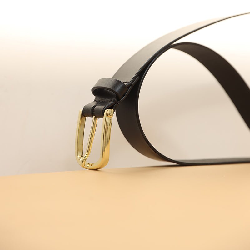 Minimal Classic Formal genuine handmade pure full grain Leather Black Belt for men a birthday gift for him - The Bicyclist