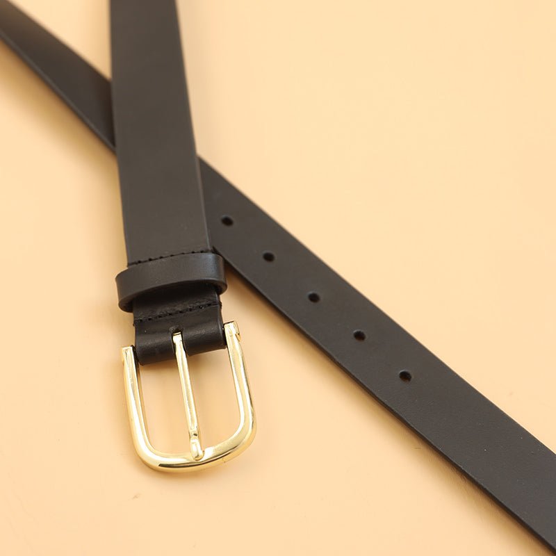 Minimal Classic Formal genuine handmade pure full grain Leather Black Belt for men a birthday gift for him - The Bicyclist