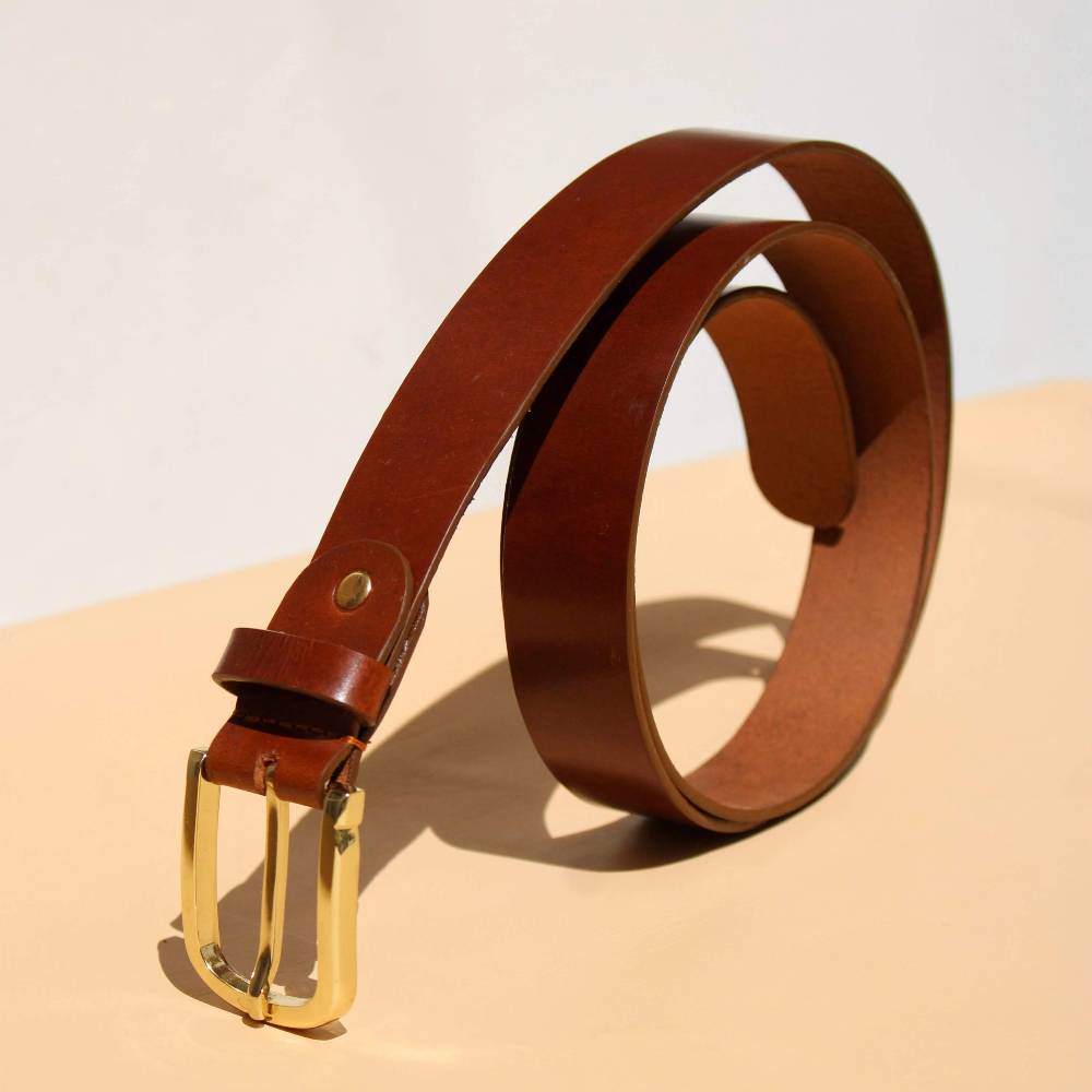 Causal Minimal handmade Classic Dark Brown genuine pure full grain Leather Belt and birthday gift for men - The Bicyclist