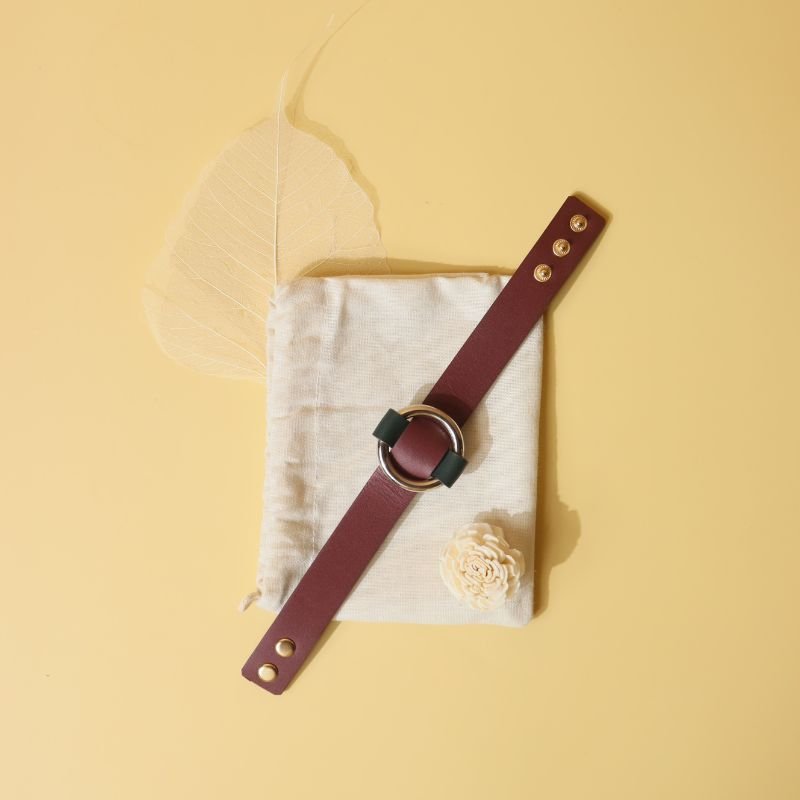 Handmade Rakshabandhan Bracelet in Maroon & Green - Bicyclist: Handmade Leather Goods Leather Goods bicyclistshop