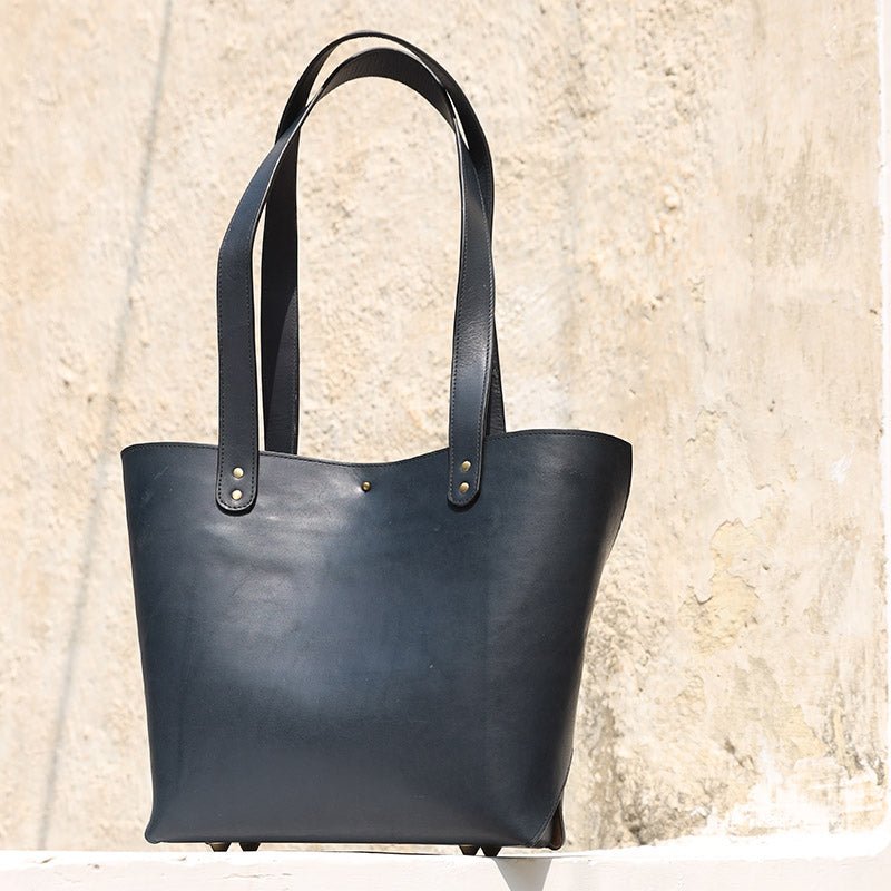 Medium Tote Handbag in Deep Blue: Lilly - Bicyclist: Handmade Leather Goods Leather Goods bicyclistshop