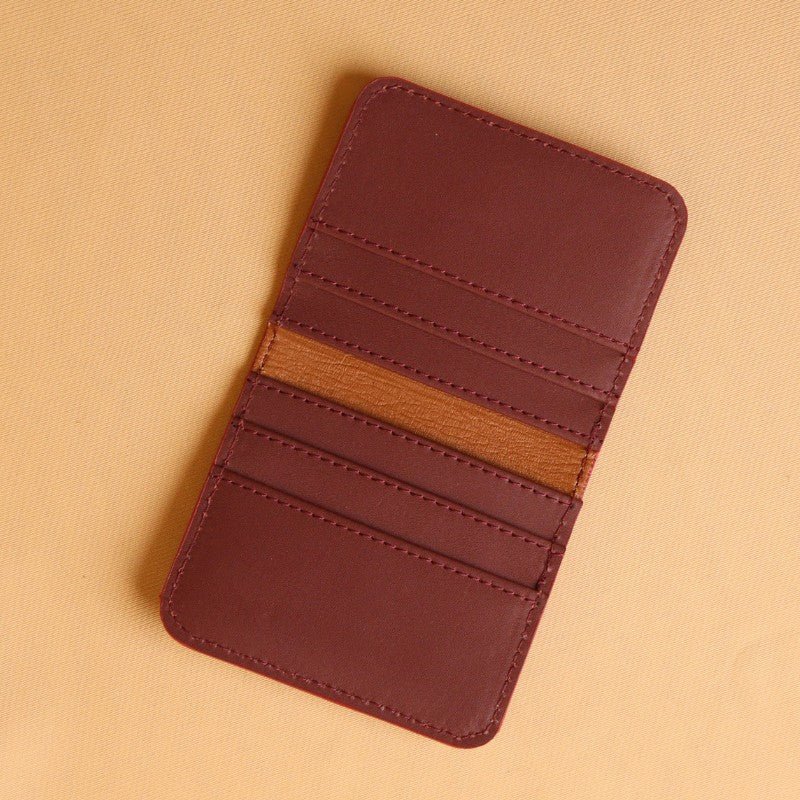 Slim Card Wallet in Maroon - Bicyclist: Handmade Leather Goods Leather Goods Bicyclist: Handmade Leather Goods