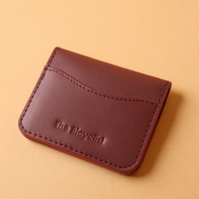 Slim Card Wallet in Maroon - Bicyclist: Handmade Leather Goods Leather Goods Bicyclist: Handmade Leather Goods