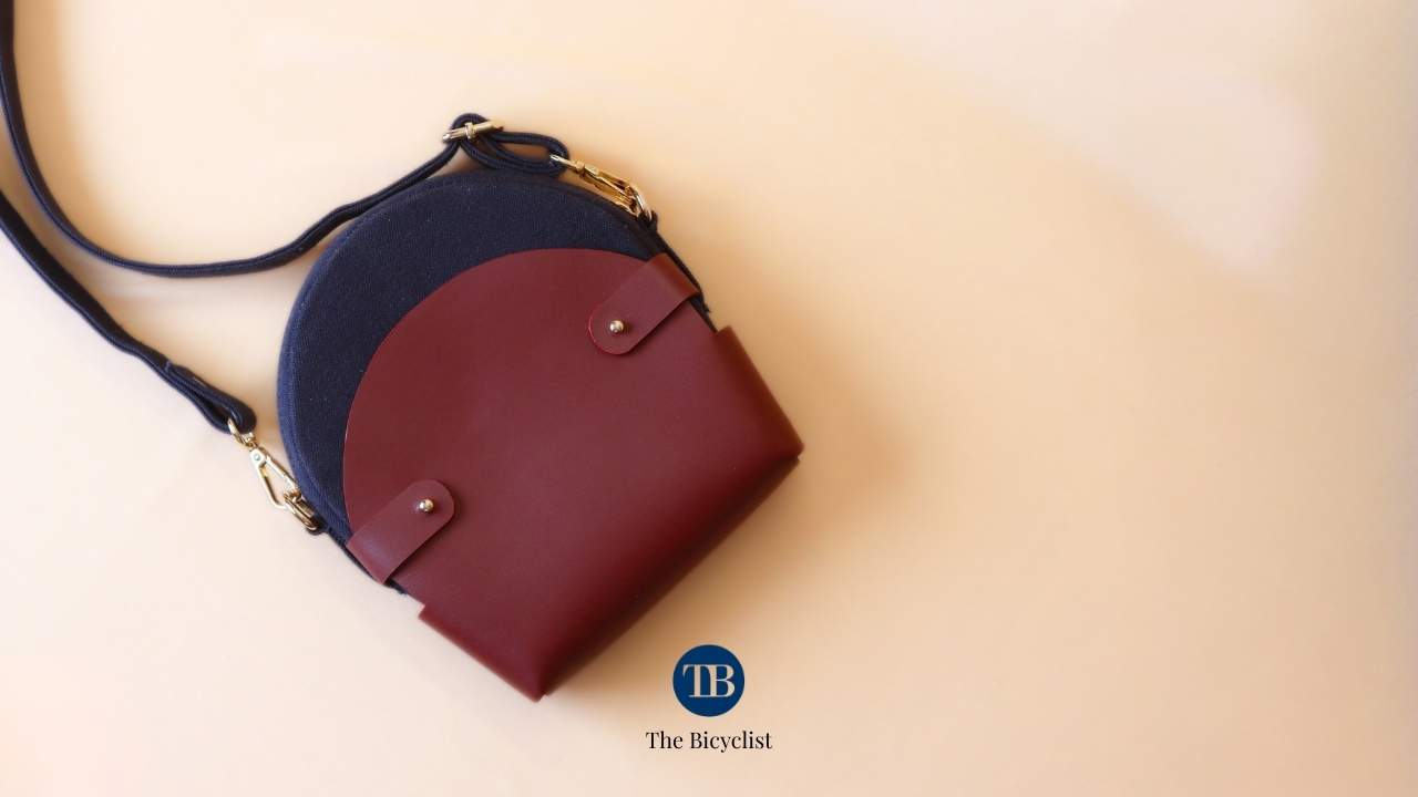 Load video: Canvas and Leather Crossbody Sling Bag in Maroon
