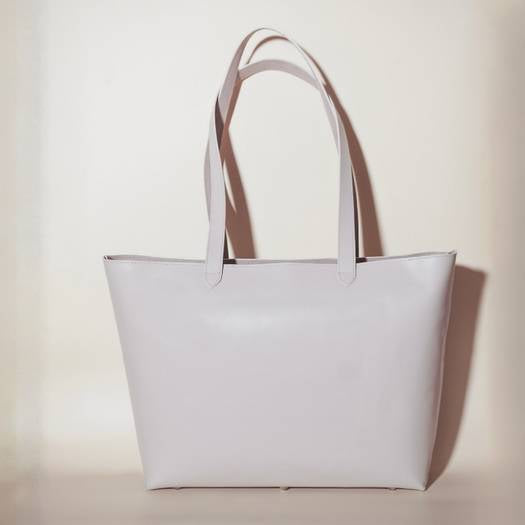 15" Laptop Tote in Off-White with Zipped Closure: Lilly