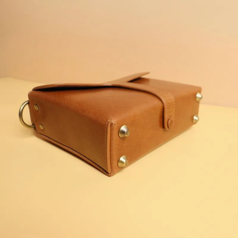 Crossbody Box Sling Bag for Women in Tan: Belle