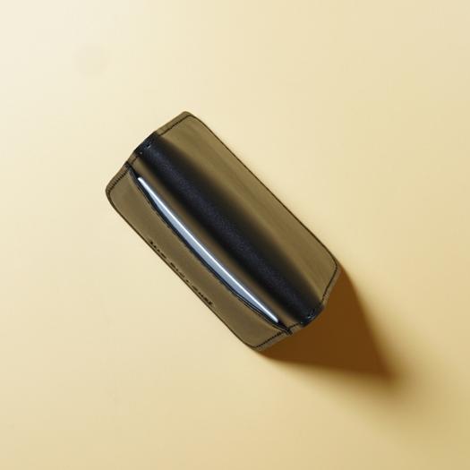 Top view of a Black Leather Card Wallet