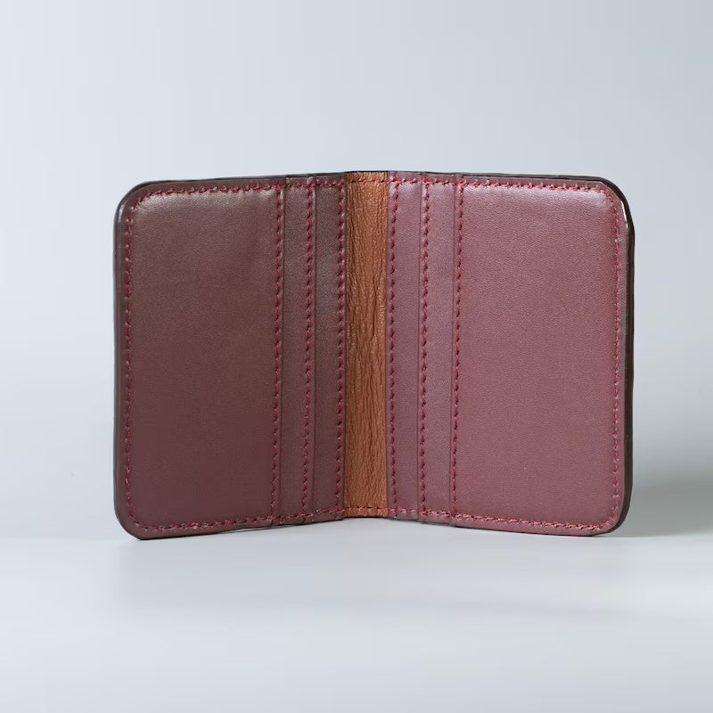 Minimalist Bifold Card Wallet in Maroon