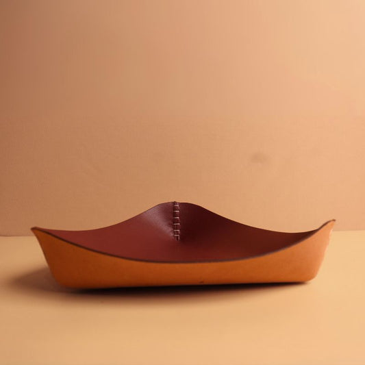 Side View of Leather Valet Tray