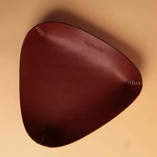 Top View of Maroon Leather Valet Tray