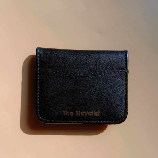 Front Image of Black Leather Card Wallet with a card slot on top