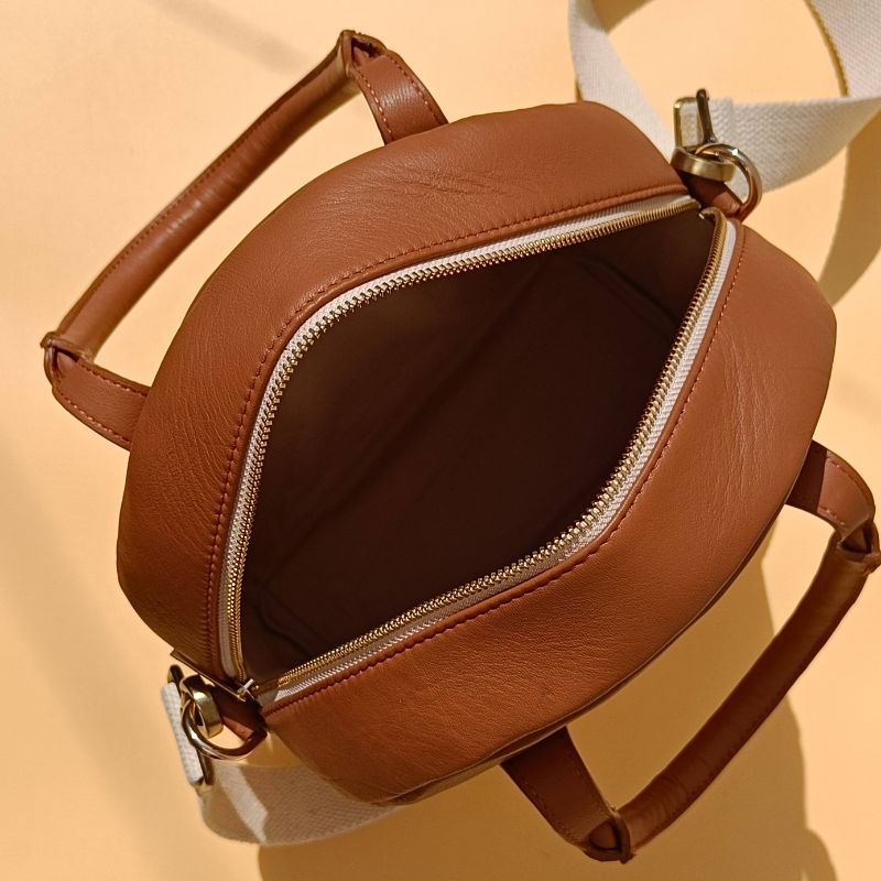 Canvas and Leather Shoulder Bag: Zora in Tan and Yellow - Bicyclist: Handmade Leather Goods Leather Goods bicyclistshop
