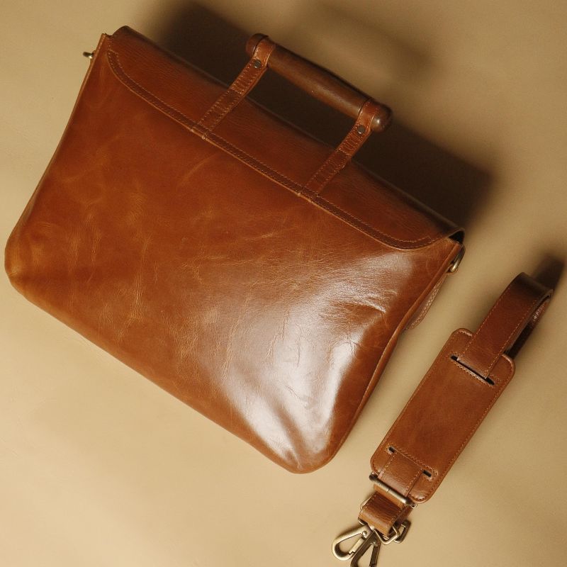 WILDHORN Genuine Leather Brown 15 inch Laptop Bag for Men | Padded Lap