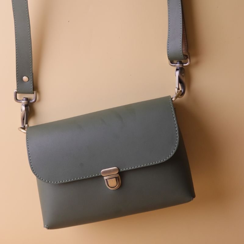 Small Over The Shoulder Bags Brown Leather Women's Satchel Bag, Green