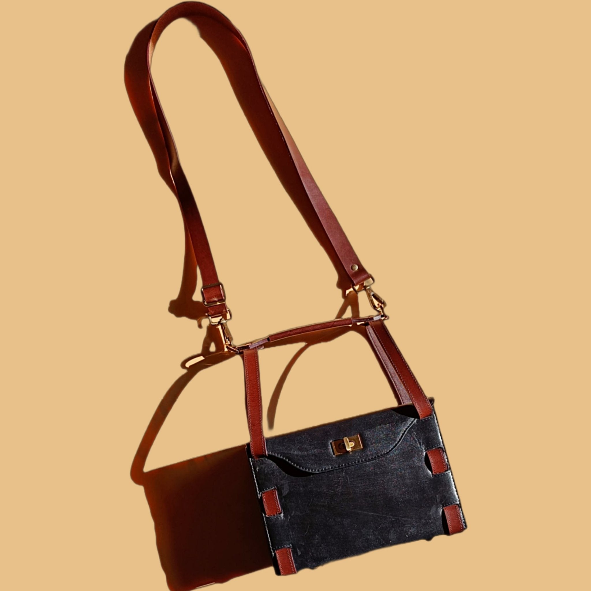 Buy BLACK PU LEATHER DOUBLE-STRAP HANDBAG for Women Online in India