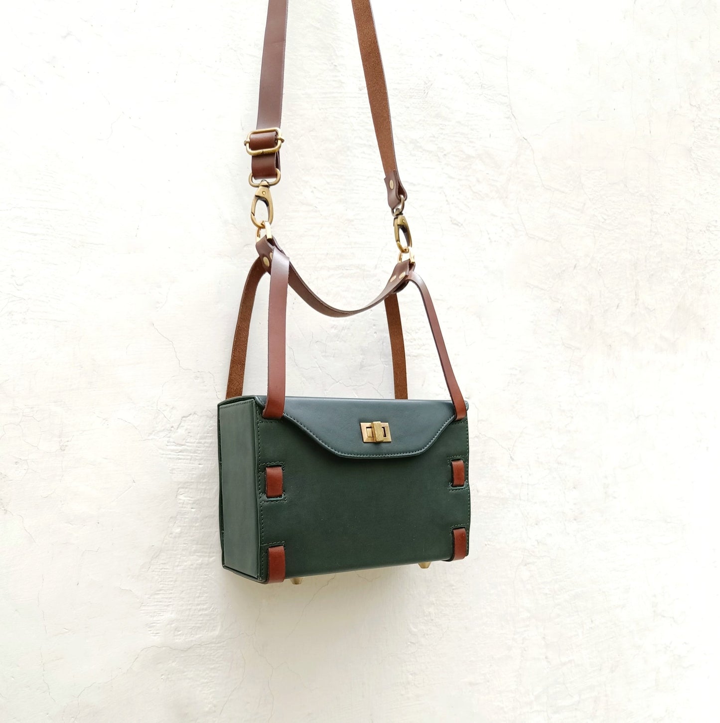 Evening Box Shoulder Bag and Handbag in Emerald Green: Luna - Bicyclist: Handmade Leather Goods Leather Goods bicyclistshop