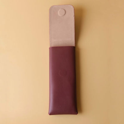 Leather Pouch for Spectacles & Pens in Maroon - Bicyclist: Handmade Leather Goods Leather Goods bicyclistshop