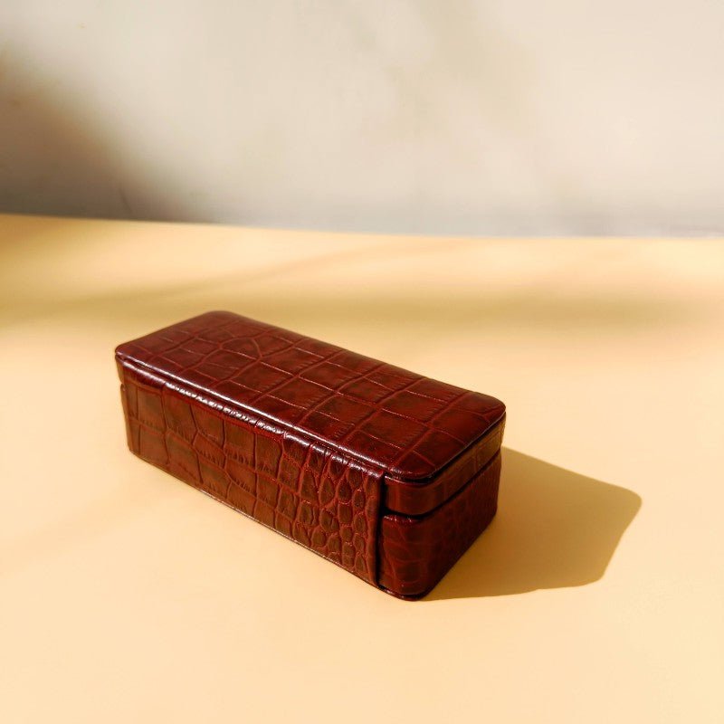 Leather Spectacle Case in Wine Red - Bicyclist: Handmade Leather Goods Leather Goods Bicyclist: Handmade Leather Goods