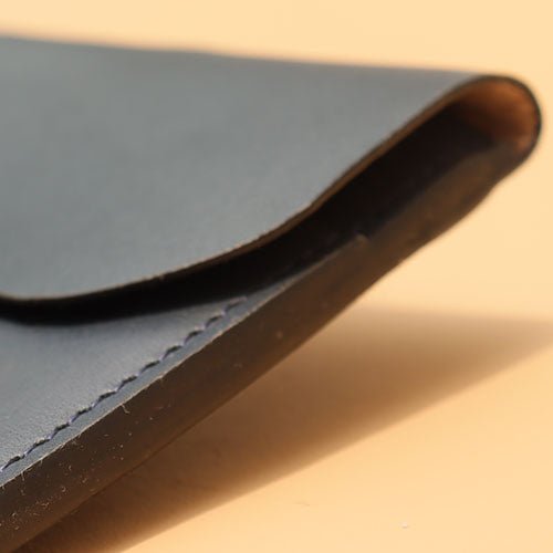 Minimal Womens Handmade Slim Deep Blue Genuine Pure Leather branded Long Wallet purse a birthday gift for her - The Bicyclist