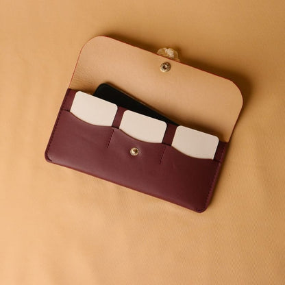 Long Wallet for Women in Maroon - Bicyclist: Handmade Leather Goods Leather Goods bicyclistshop