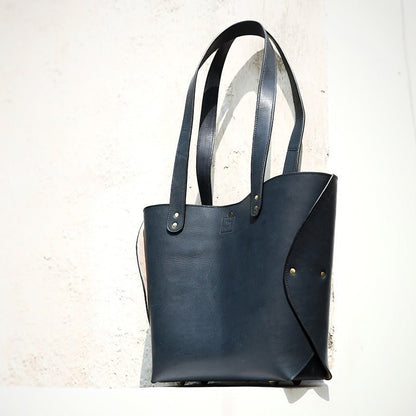 Medium Tote Handbag in Deep Blue: Lilly - Bicyclist: Handmade Leather Goods Leather Goods bicyclistshop