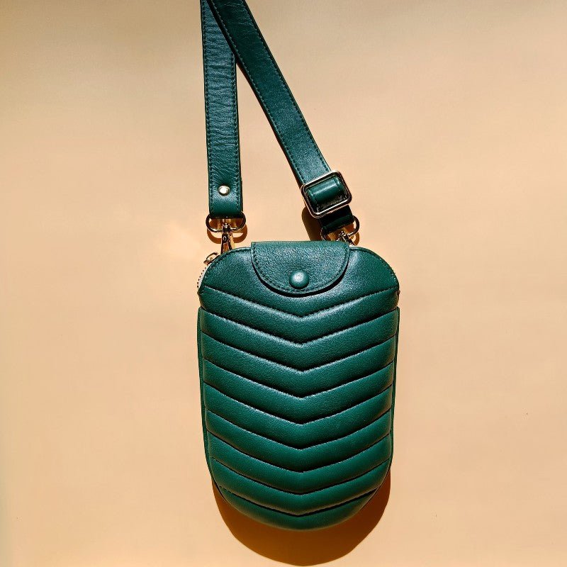 Mini Crossbody Phone Bags: Beetle in Dark Green - Bicyclist: Handmade Leather Goods Leather Goods bicyclistshop