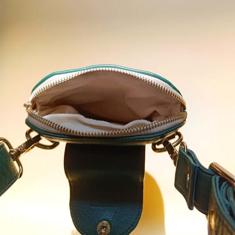 Mini Crossbody Phone Bags: Beetle in Dark Green - Bicyclist: Handmade Leather Goods Leather Goods bicyclistshop