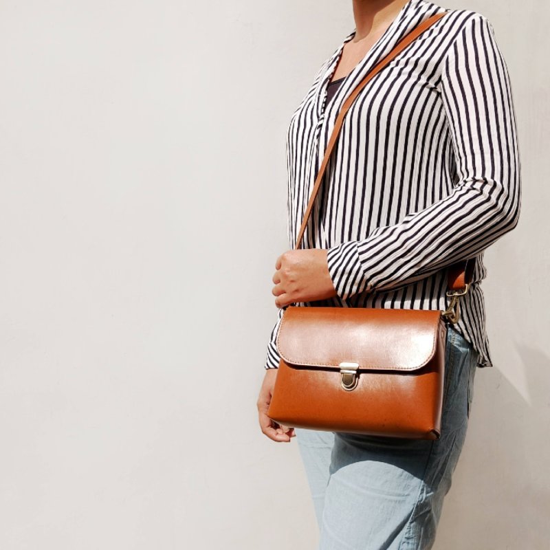 A Classic Crossbody Sling Bag for Women in Tan: Sophie