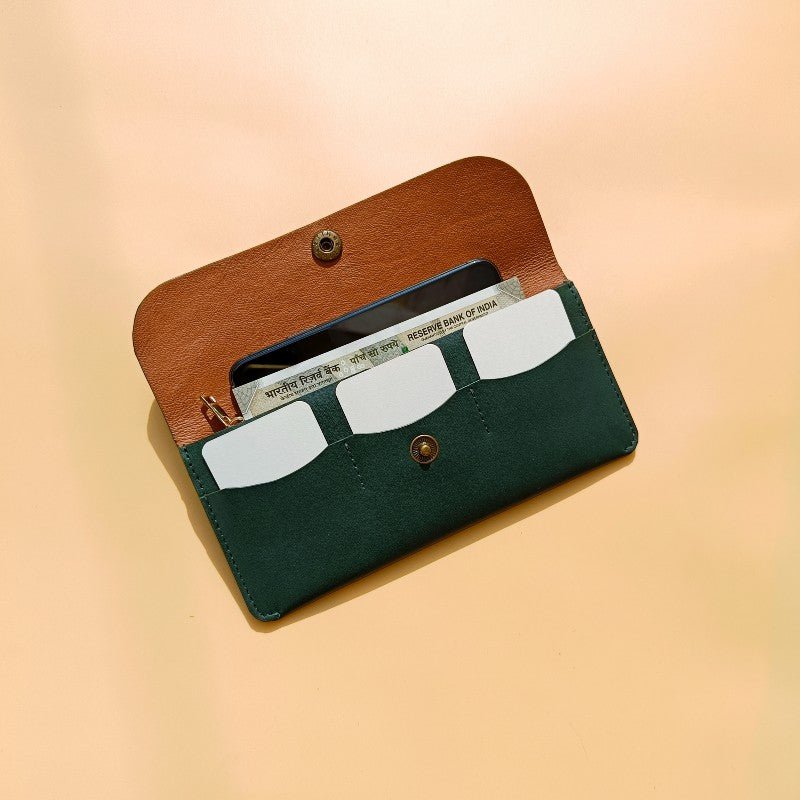 Slim Long Wallet for Women in Dark Green - Bicyclist: Handmade Leather Goods Leather Goods bicyclistshop