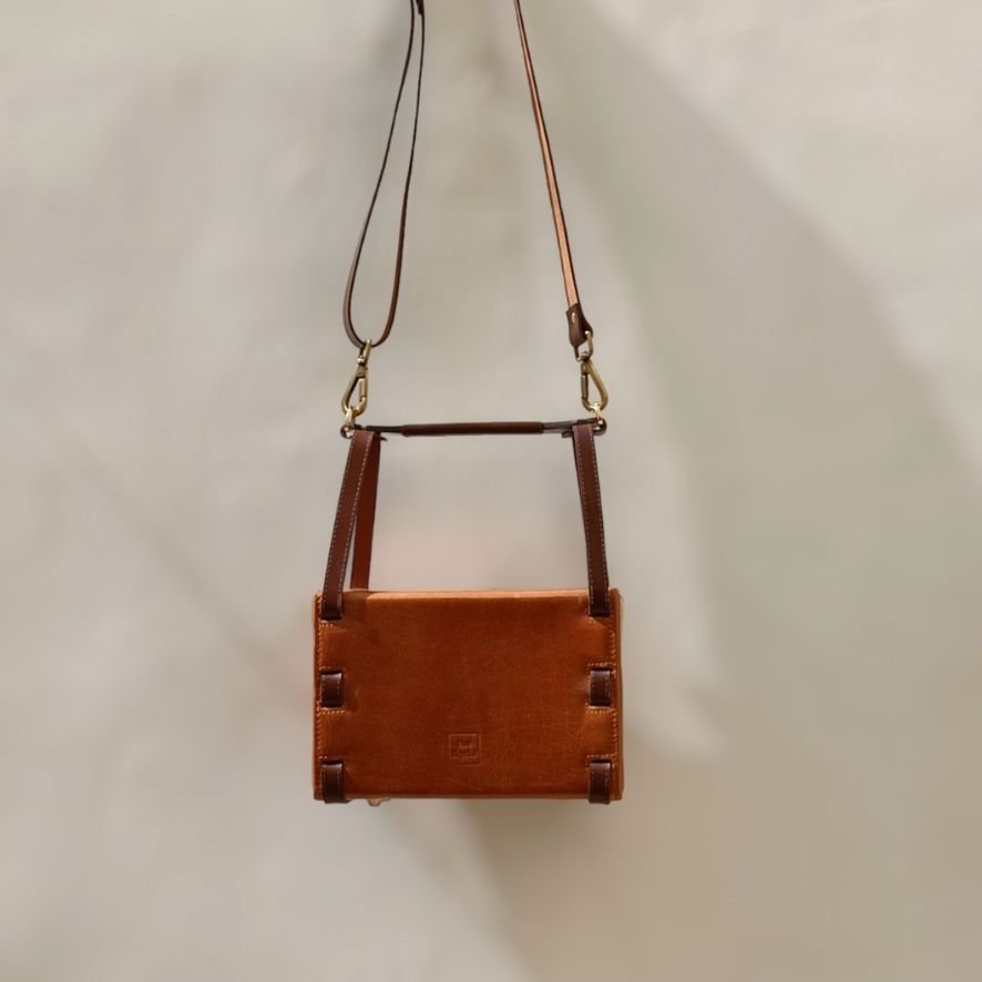 Structured Box Shoulder Handbag in Tan: Luna - Bicyclist: Handmade Leather Goods Leather Goods bicyclistshop